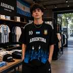 Argentina Blue Flame Oversized T-Shirt- 2026 4 Star