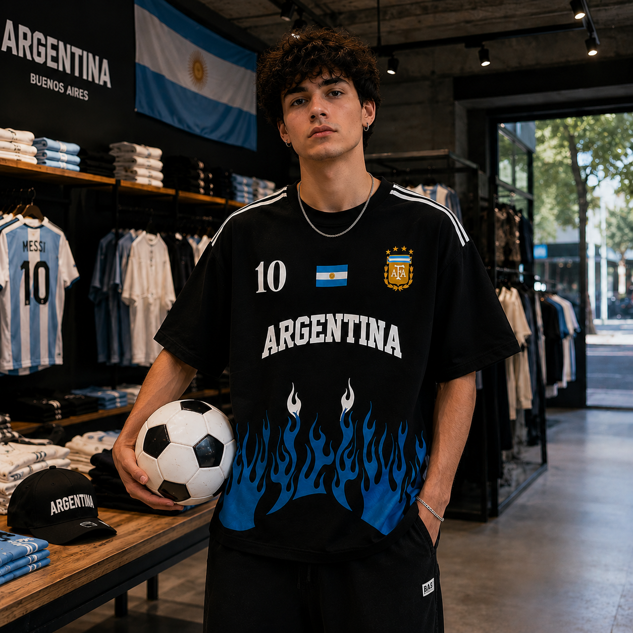 Argentina Blue Flame Oversized T-Shirt- 2026 4 Star