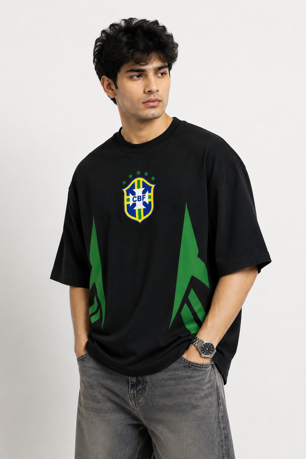 Brazil Crest Legacy Oversized T-Shirt – Black