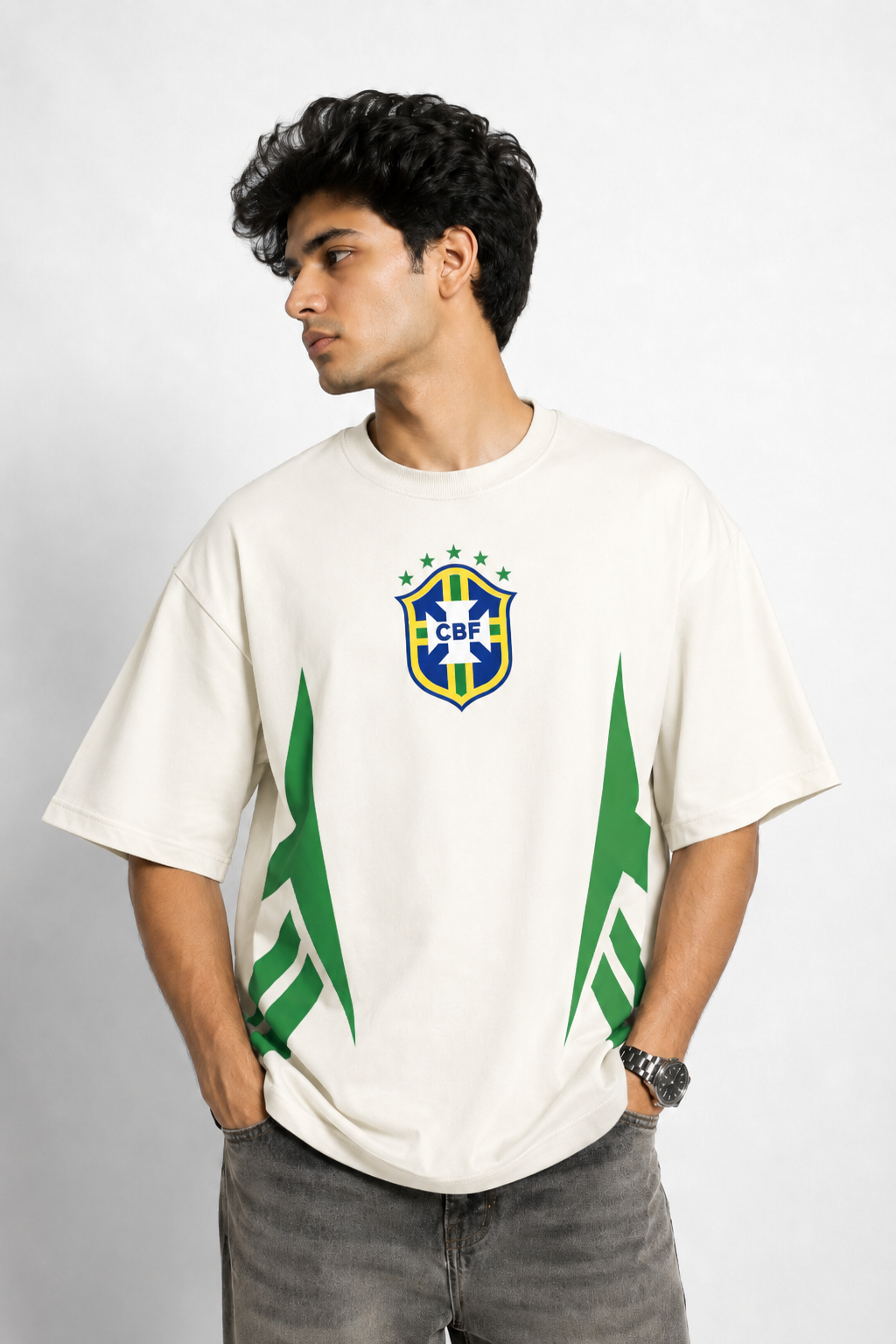 Brazil Crest Legacy Oversized White T-Shirt