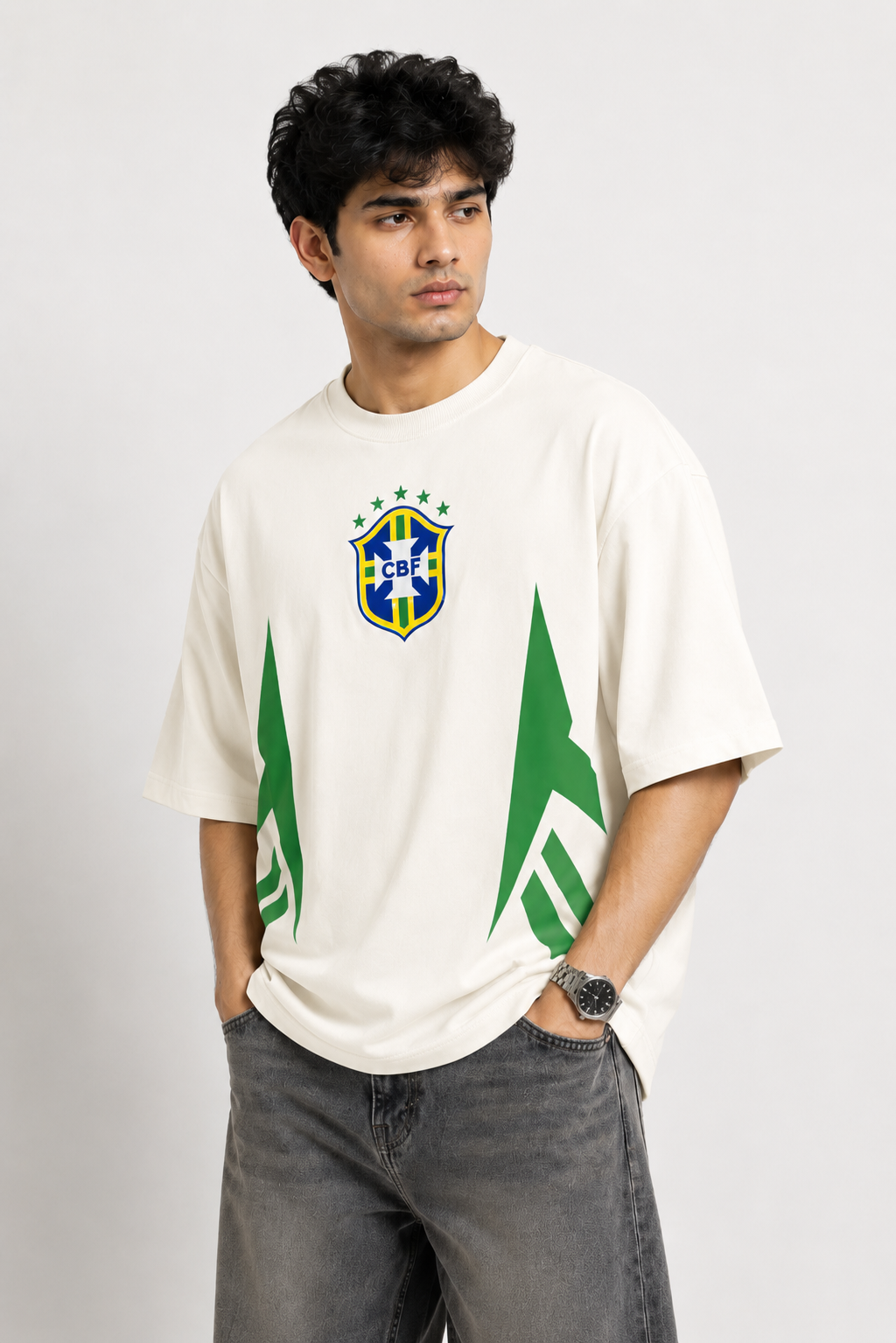 Brazil Crest Legacy Oversized White T-Shirt
