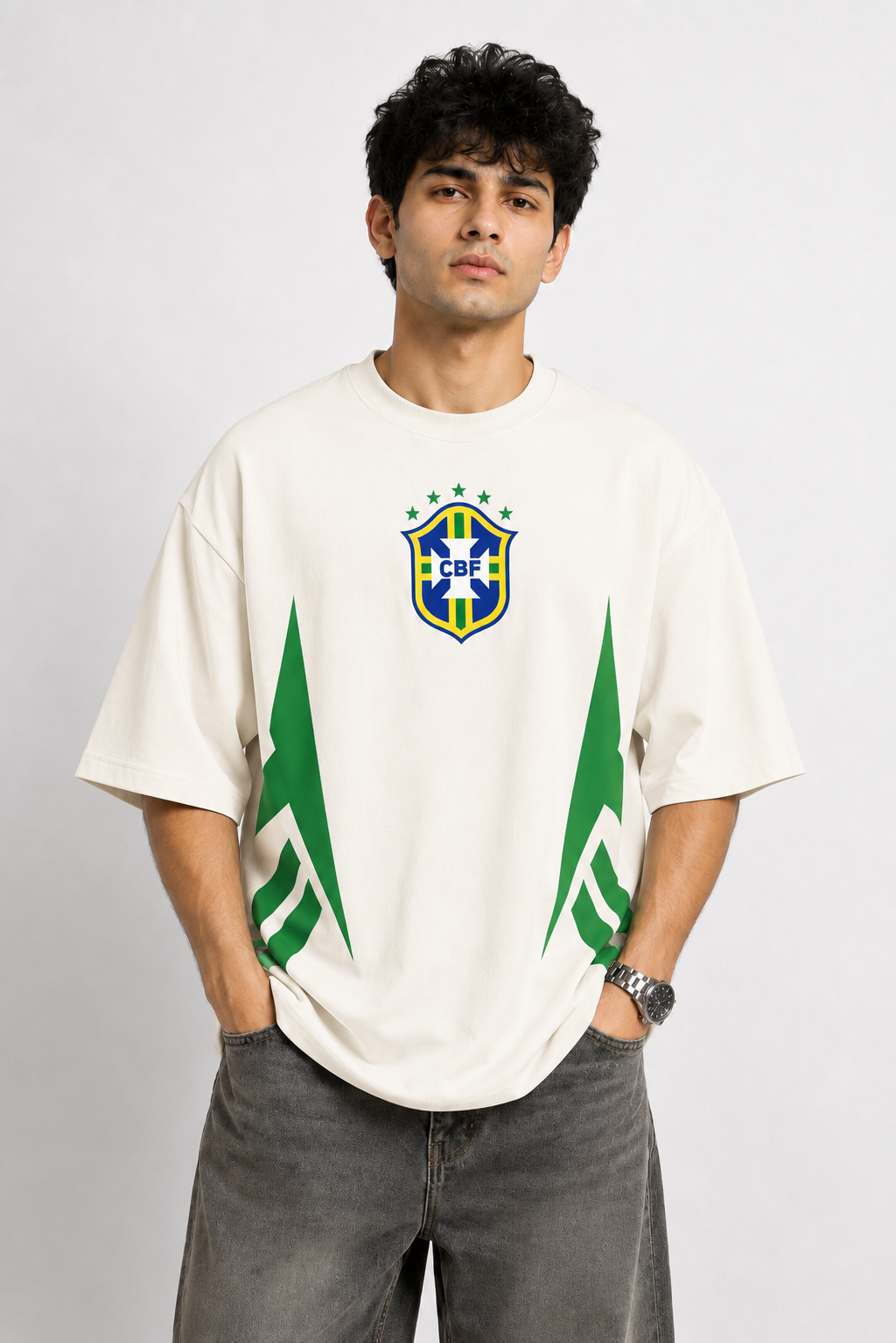 Brazil Crest Legacy Oversized White T-Shirt