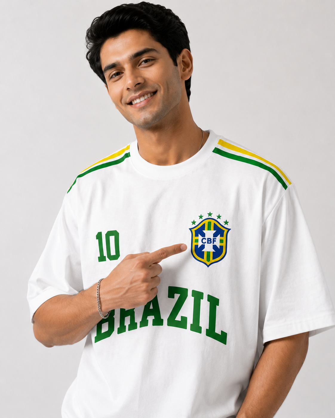 Brazil No. 10 Varsity Oversized T-Shirt – White