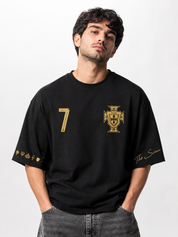 Ronaldo Legacy No. 7 Oversized T-Shirt – Black Gold Edition
