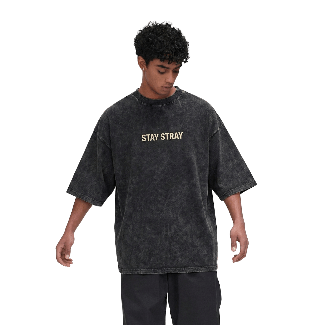 Stay Stray Washed Black Tee